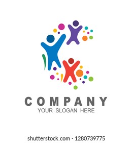 Creative human logo design, letter c logo, abstract vector logo, colorful icon ,dots
