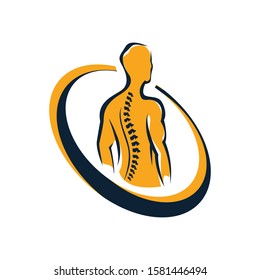 creative human spinal chiropractic physiotherapy logo design. health care medical template