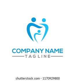 Creative human and teeth vector logo template for family dental clinic