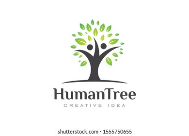 Creative Human Tree Concept Logo Design Template