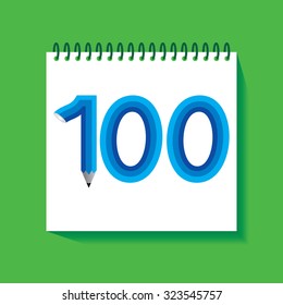 creative hundred numeric number created with pencil vector illustration 