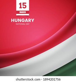 Creative Hungary flag on fabric texture. Vintage style national day background