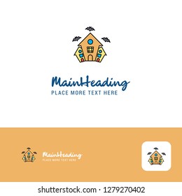 Creative Hunted house  Logo Design. Flat color Logo place for Tagline. Vector Illustration