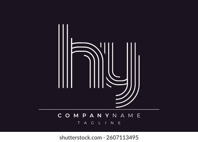 Creative HY lines letter logo design. A simplistic and elegant abstract logo design with linear patterns and initials, suitable for contemporary branding.