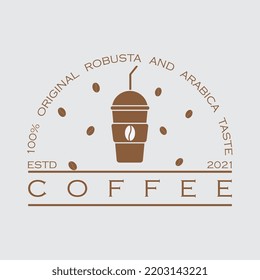 creative ice coffee drink and coffee milk logo vector illustration design