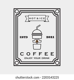 creative ice coffee drink and coffee milk logo vector illustration design