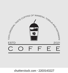 creative ice coffee drink and coffee milk logo vector illustration design