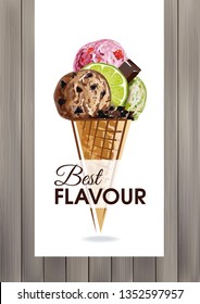 Creative ice cream illustration design. Vector image.