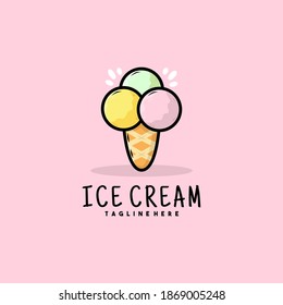 Creative ice cream illustration logo design