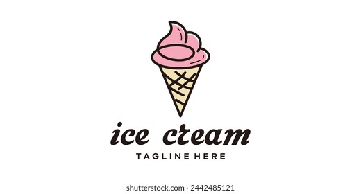 diseño de logotipo de helado creativo, diseño de logotipo de helado de línea minimalista, plantilla de diseño de logotipo, símbolo, icono, vector, idea creativa.