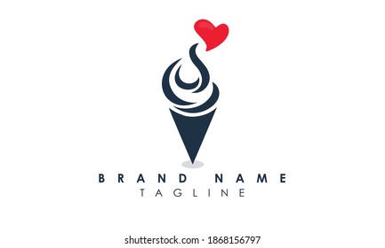 Creative Ice cream logo with heart