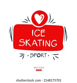 Creative (ice skating) Sport sticker, logo template, vector illustration.
