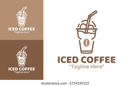 A creative iced coffee brand logo designed for innovative beverage startups and cafe branding.