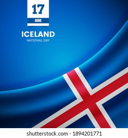 Creative Iceland flag on fabric texture. Vintage style national day background