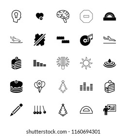 Creative icon. collection of 25 creative filled and outline icons such as equalizer, cradle, building block, cake, piece of cake. editable creative icons for web and mobile.