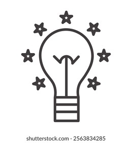 Creative Icon Depicting a Light Bulb and Paintbrush in Black and White