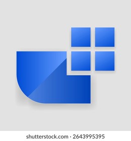 Creative icon design featuring abstract blue geometric shapes with a modern gradient style