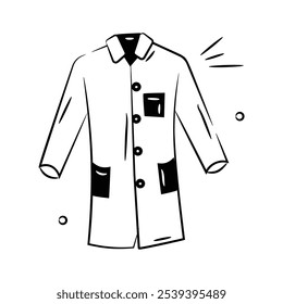 Creative icon of a doctor coat, symbolizing medical professionalism and healthcare expertise.