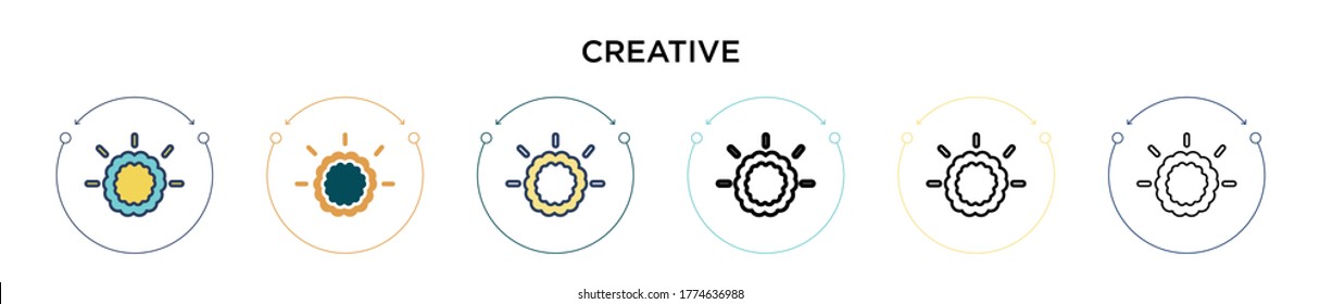 Creative icon in filled, thin line, outline and stroke style. Vector illustration of two colored and black creative vector icons designs can be used for mobile, ui, web