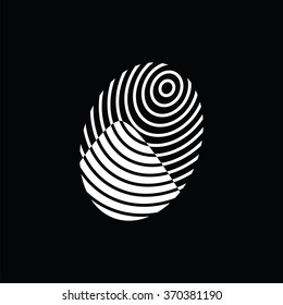 Creative icon. Fingerprint with mountain silhouette.