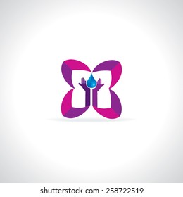 creative icon with hand and water drop vector