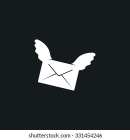 Creative icon letter in an envelope with wings.