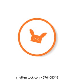 Creative icon letter in an envelope with wings.