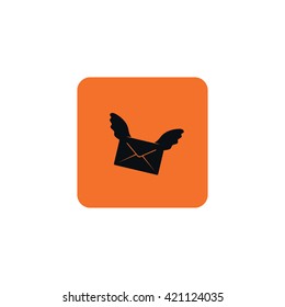 Creative icon letter in an envelope with wings.