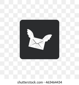 Creative icon letter in an envelope with wings.