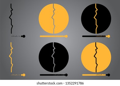 Creative icon with light bulb. Black and yellow logo design. Vector illustration. Modern style.