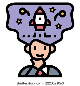 creative icon line vector illustration . education . technology
