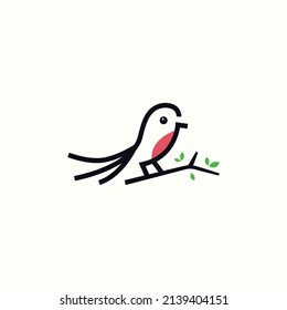 Icono creativo pequeño logotipo de ave vectorial ilustración de diseño con estilos coloridos, superpuestos y simples. Pequeño diseño de diseño de pequeño pájaro de inspiración vectorial aislado en fondo blanco.
