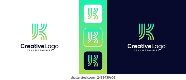 Creative Icon logo design Initial letter K, with gradient color style