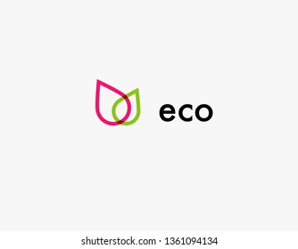 Creative icon logo two leaves plants eco abstract