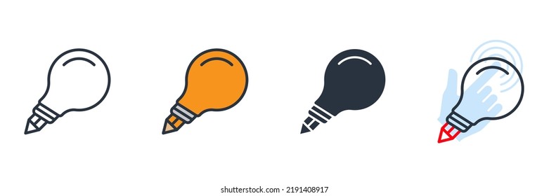 Creative icon logo vector illustration. light bulb and pencil symbol template for graphic and web design collection