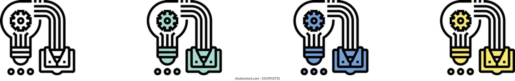 creative icon. Outline, Green, Blue and Yellow Style Design Isolated On White Background