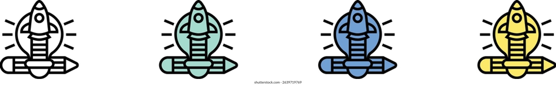 creative icon. Outline, Green, Blue and Yellow Style Design Isolated On White Background