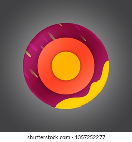 Creative icon with realistic lighting. Colored logo design. Circle element. Vector illustration. Modern style.