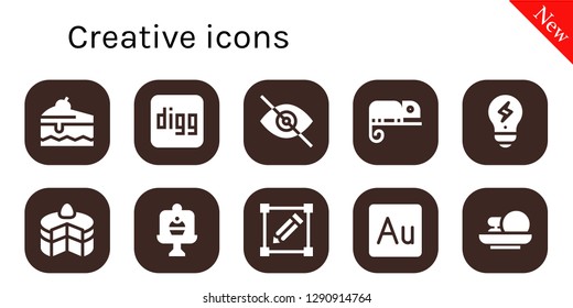  creative icon set. 10 filled creative icons. Simple modern icons about  - Cake, Digg, Blind, Chameleon, Creativity, Transform, Audition, Cakes