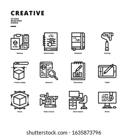 Creative icon set for digital media and printing media.