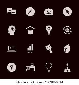 creative icon set with laptop desk, group idea and speech clouds vector illustration