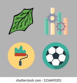creative icon set. vector set about leaf, paint roller, graphics and football icons set.