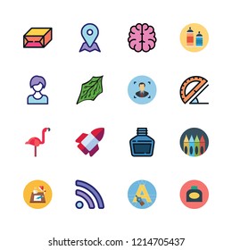 creative icon set. vector set about brain, user, flamingo and startup icons set.