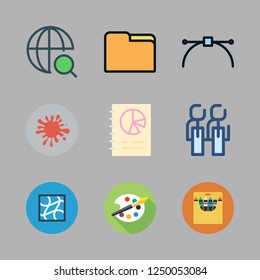 creative icon set. vector set about office material, graphics, graphic design and crayons icons set.