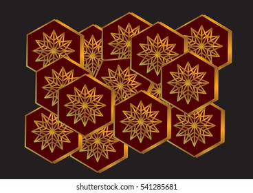 Creative Icon Snowflakes Gold in the black  BAckground