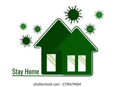 Creative icon stay home, virus protection, symbol of home, security. Quarantine to prevent coronavirus infection. Vector illustration