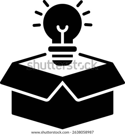 A creative icon that symbolizes creativity and thinking outside the box or zone. Glyph icon