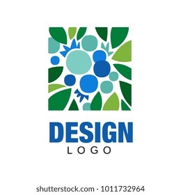 Creative icon with tropical fruit. Natural and healthy food. Colorful flat vector emblem. Abstract logo design for juice packaging, farm or organic shop
