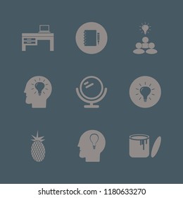 creative icon. creative vector icons set group idea, bulb head, mirror and paint can