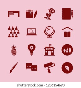 creative icon. creative vector icons set fresh pineapple, school, mirror and drawing painting tools